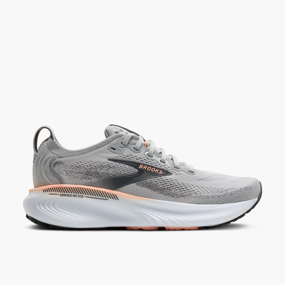 Brooks Women's Adrenaline GTS 25 in Grey/Blackened Pearl/Coral size 7 wide. NIB
